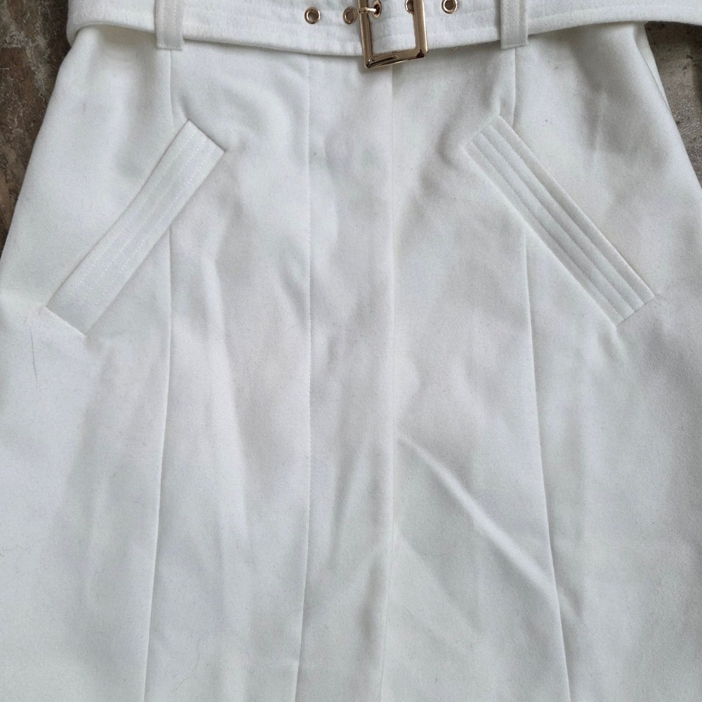 Atmosphere White Funnel Neck Belted Coat Winter Warm‎ Jacket Size 4 - Picture 6 of 15